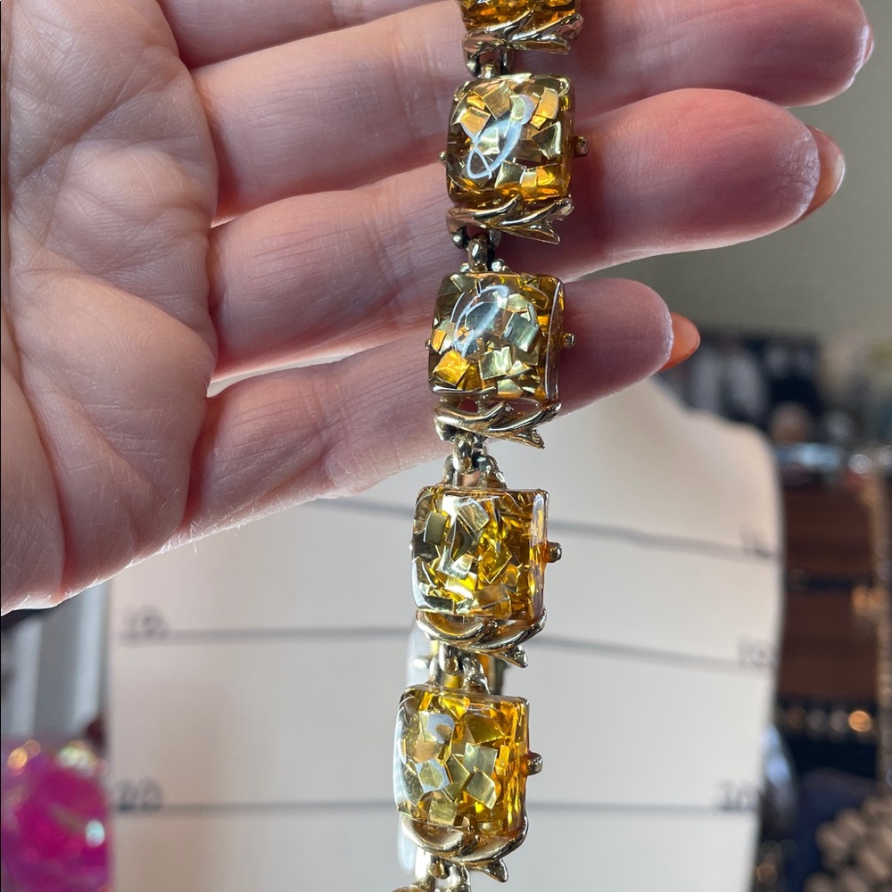 Gold-Toned Confetti Lucite Necklace, Bracelet and Earring Set - Picture 12 of 12